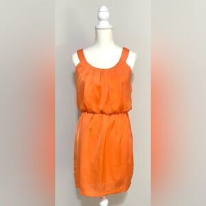 City Triangles Womens M Solid Orange Silk Sleeveless Dress Preppy Classic
